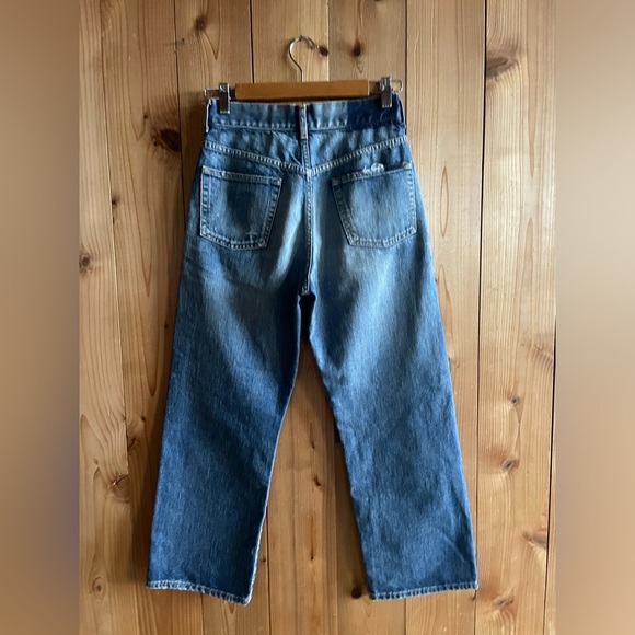 Saint Laurent 70s Crop High Rise Straight Relaxed Fit Jeans Medium Wash Size 26 - Picture 5 of 7